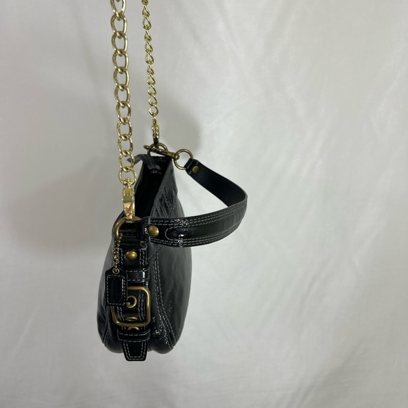 Authentic Leather Coach Crossbody Bag Gold Chain Strap Edgy Chic Y2K - Picture 3 of 4